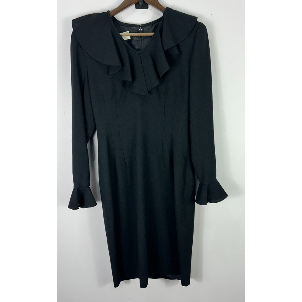 Talbots Oberon Black Wool Dress 8 Vintage Old Money Quiet Luxury‎ Minimalist